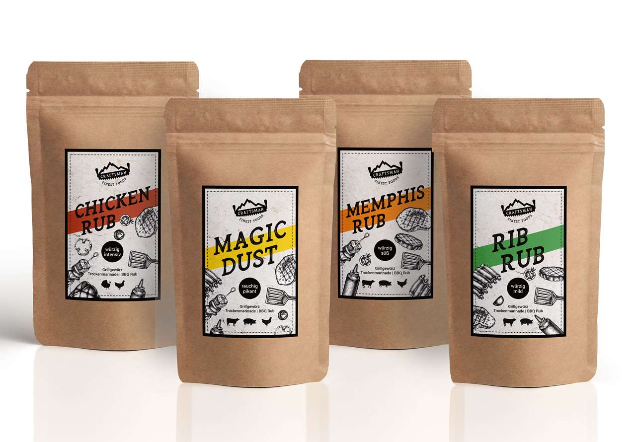 Craftsman Foods, BBQ Rub, Dry Rub, Trockenmarinade, amerikanisches Grillgewürz, USA Rub, Magic Dust, Memphis Rub, Rib Rub, Chicken Rub, Spareribs Gewürz, 