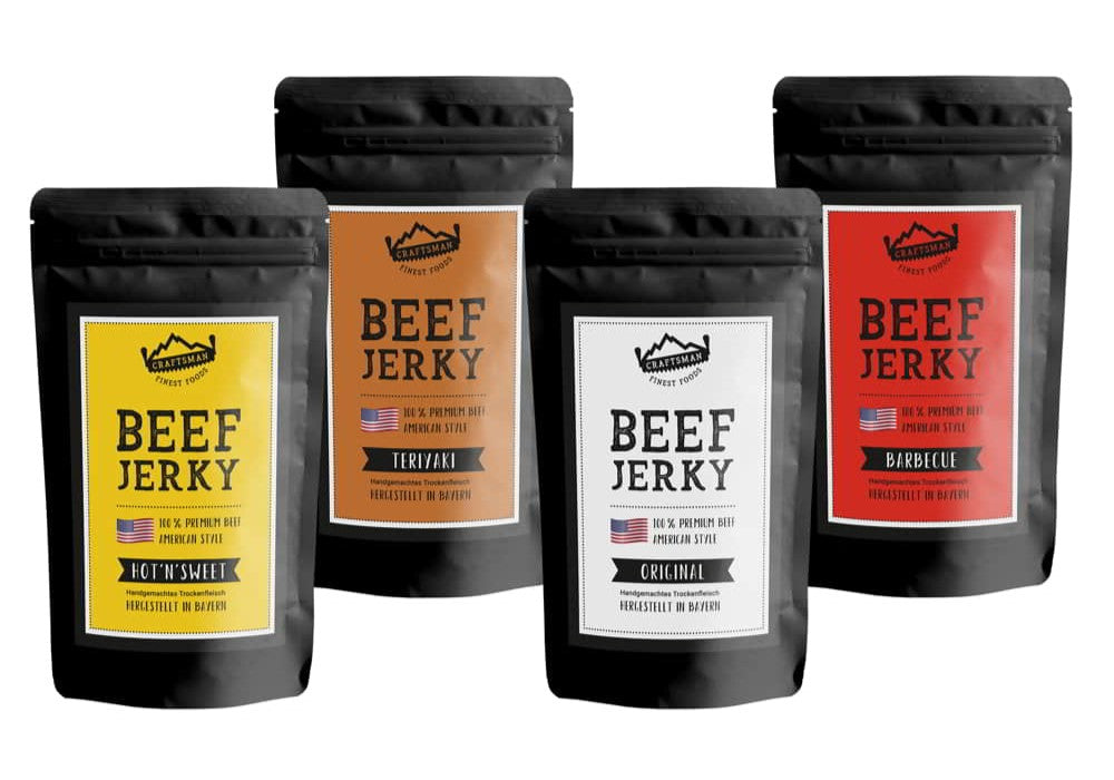 Beef Jerky Probier-Set, Trockenfleisch Mix, American Line von Craftsman Foods, Dörrfleisch aus Deutschland, natürlich und edel
