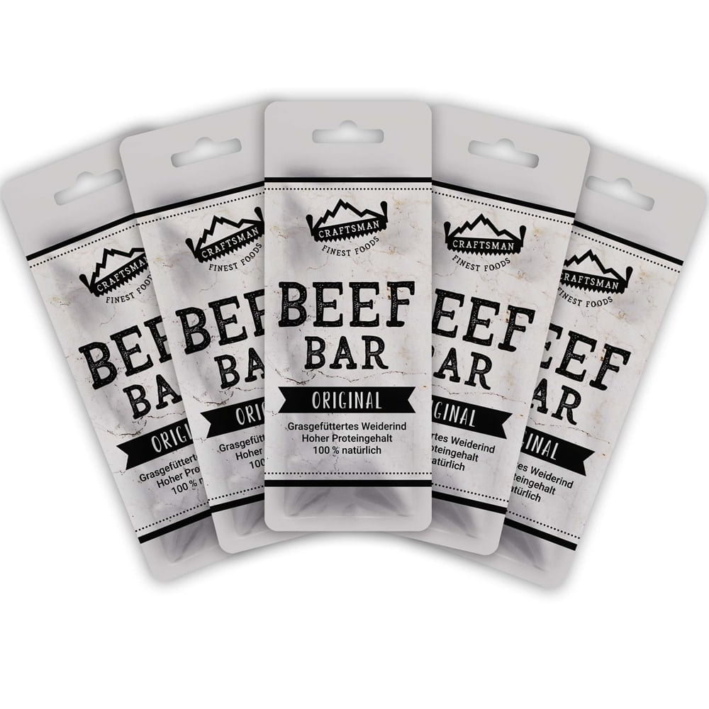 Beef Bar, Beef Bar bestellen, Beef Bar kaufen, Craftsman Finest Foods, Rindfleischriegel, Jerky Bar, Jerky Riegel, Beef Bar Original, Fleisch Riegel, Meat Bar