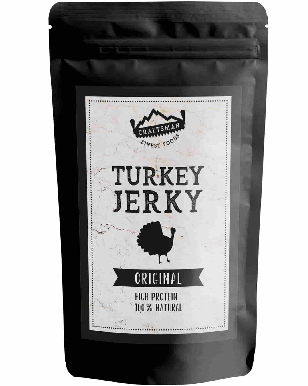 Turkey Jerky, Trockenfleisch vom Truthahn, Puten Jerkey, natürlich und ohne Zucker von Craftsman Foods