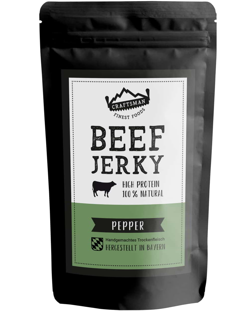 Natürliches Trockenfleisch ohne Zucker, Beef Jerky ohne Konservierungsstoffe, Bayerisches Dörrfleisch, Made in Germany, kein Zuckerzusatz