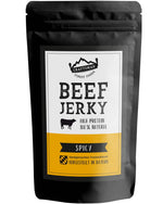 Spicy Trockenfleisch, Scharfes Beef Jerky, Dörrfleisch mit Chili, Handgemacht in Bayern, Rindfleisch aus Deutschland, ohne Zucker und Geschmacksverstärker