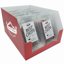 Beef Chips Display Großpackung, Theken Aufsteller für Trockenfleisch Chips, Protein Snack, Beef Jerky Chips