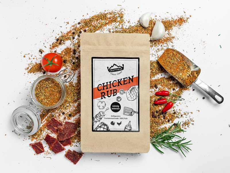 Chicken Rub, BBQ Rub, Grillgewuerz natürlich, Dry Rub, Trockenmarinade, Gewürzmischung zum Grillen, amerikanische Grillgewürz, Barbecue Rub, fertige Grillmarinade, Gewürz für Chicken Wings, Hähnchen Gewürz, Brathähnchen Gewürz