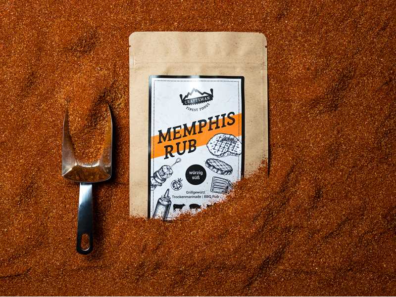 Memphis Rub, BBQ Rub, Grillgewuerz natürlich, Dry Rub, Trockenmarinade, Gewürzmischung zum Grillen, amerikanische Grillgewürz, süßer Barbecue Rub, fertige Grillmarinade, Gewürz für Pulled Pork, Beef Brisket Chicken Wings, Universalgewürz