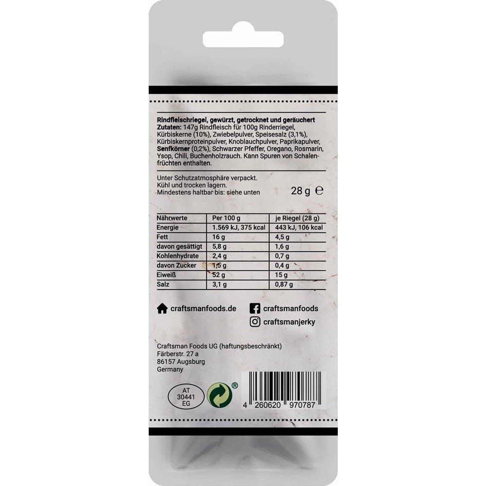 Beef Bar, Beef Bar bestellen, Beef Bar kaufen, Craftsman Finest Foods, Rindfleischriegel, Jerky Bar, Jerky Riegel, Beef Bar Original,  Fleisch Riegel, Meat Bar