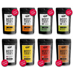Beef Jerky Superpack, Beef Jerky Probier Set, Trockenfleisch Set, Trockenfleisch aus Deutschland Bayern, natürliches Trockenfleisch, natürliches Beef Jerky, Jerkey Beef ohne Zucker, Beef Jerky zuckerfrei, Beef Jerky Pepper, Beef Jerky Original, Trockenfleisch Teriyaki, Beef Jerky Hanf, Craftsman Finest Foods, Beef Jerky Private Label